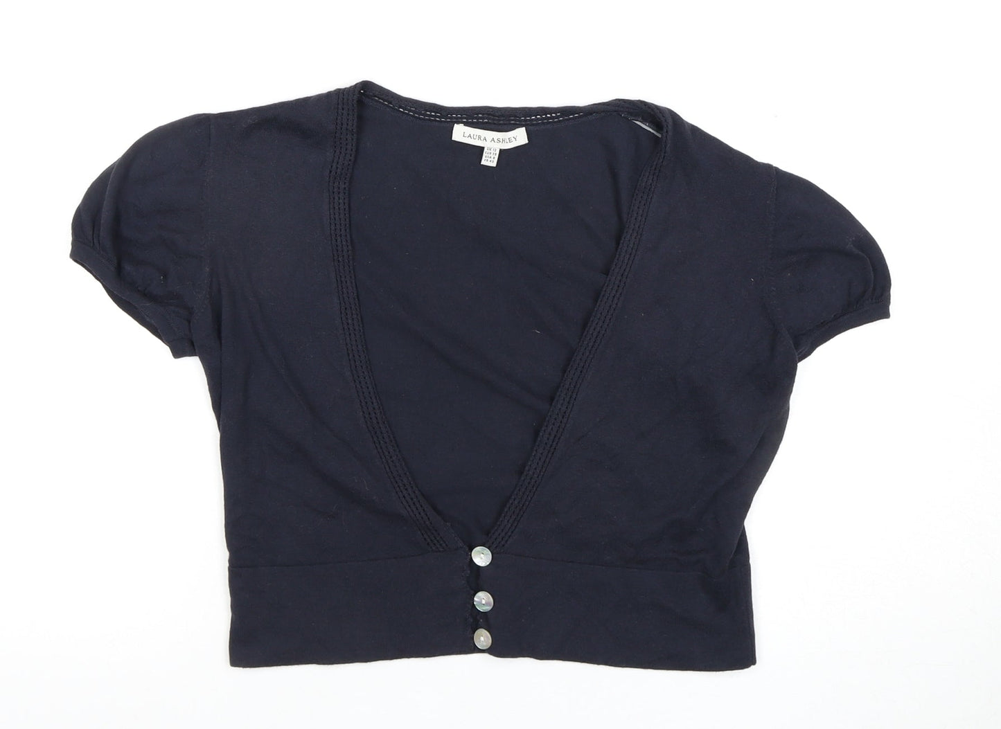 Womens UK Size 12 Laura Ashley Black Cropped Blouse