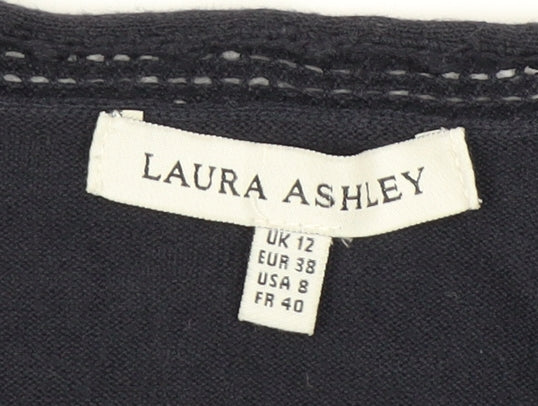 Womens UK Size 12 Laura Ashley Black Cropped Blouse