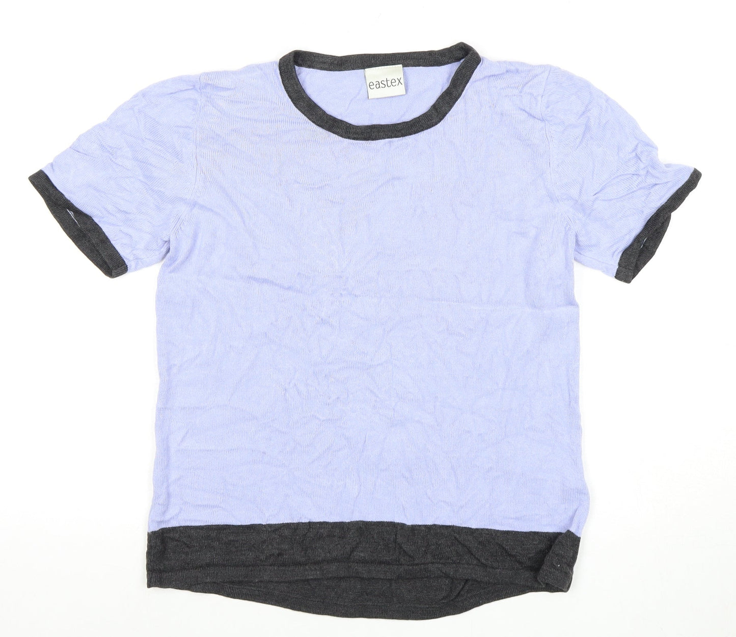 Womens UK Size 10 Eastex Blue Ringer T-Shirt