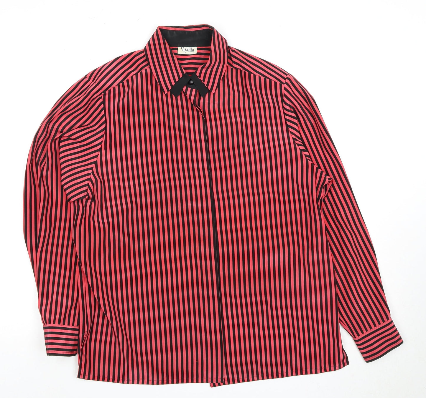 Womens UK Size 10 Viyella Red Basic Button-Up