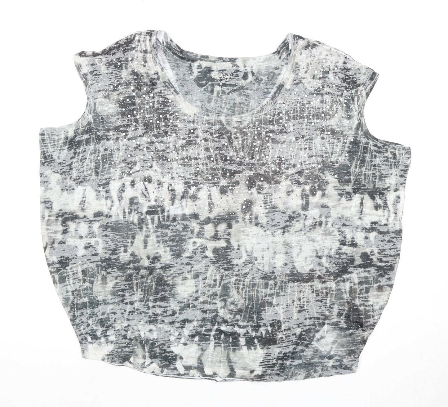 Calvin Klein Women's Grey Sleeveless Sequin T-Shirt M