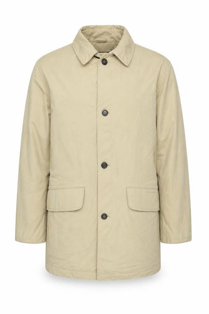 Bush Men's Beige Overcoat, XL, Collared, Casual Style