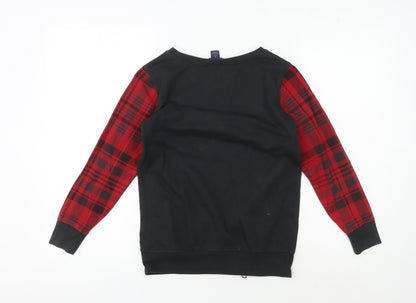 Polo Ralph Lauren Girls Black Pullover Sweater M Plaid Accents
