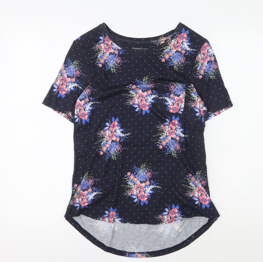 Laura Ashley Women's Black Floral T-Shirt Size 10