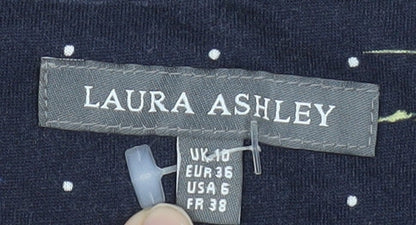 Laura Ashley Women's Black Floral T-Shirt Size 10