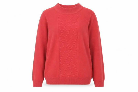 Front view of Honor Millburn Women's Red Cable-Knit Jumper, size S