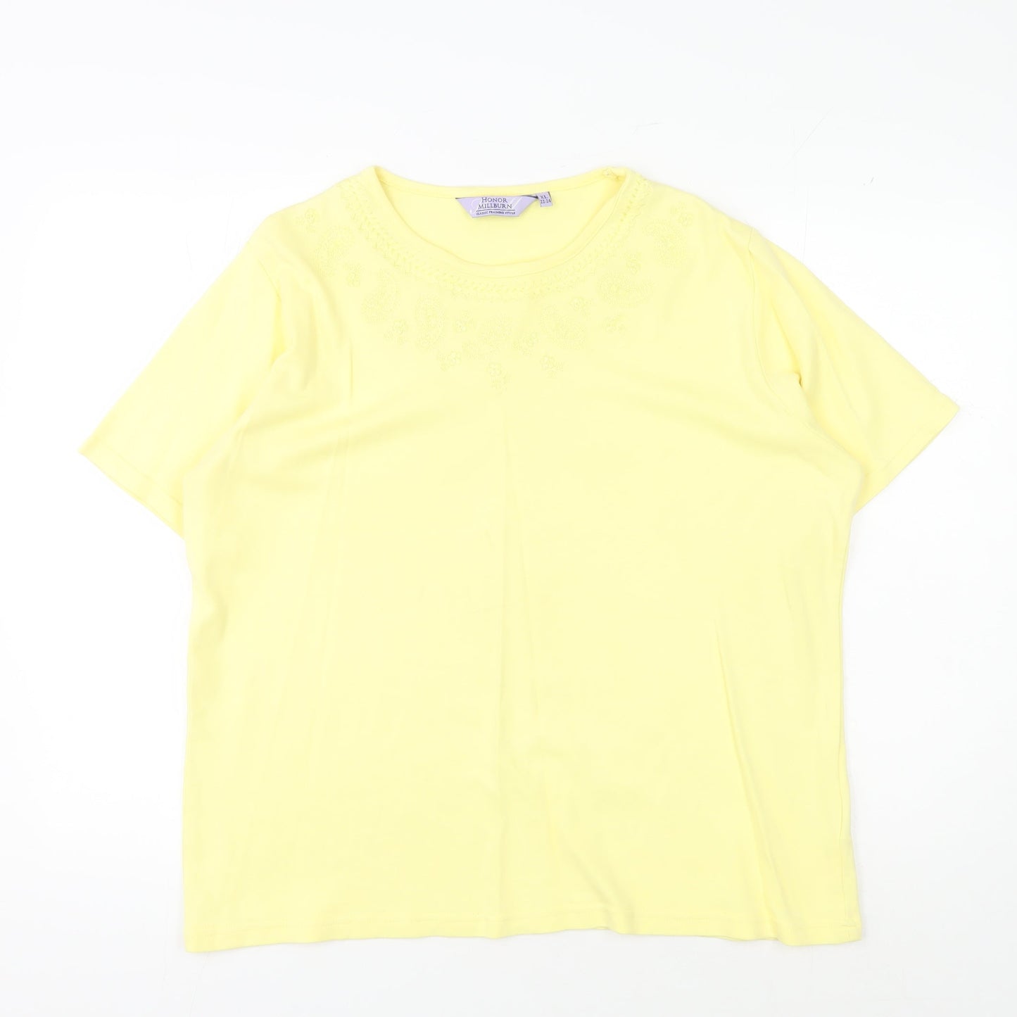 Womens UK Size XL Honor Millburn Yellow Classic T-Shirt