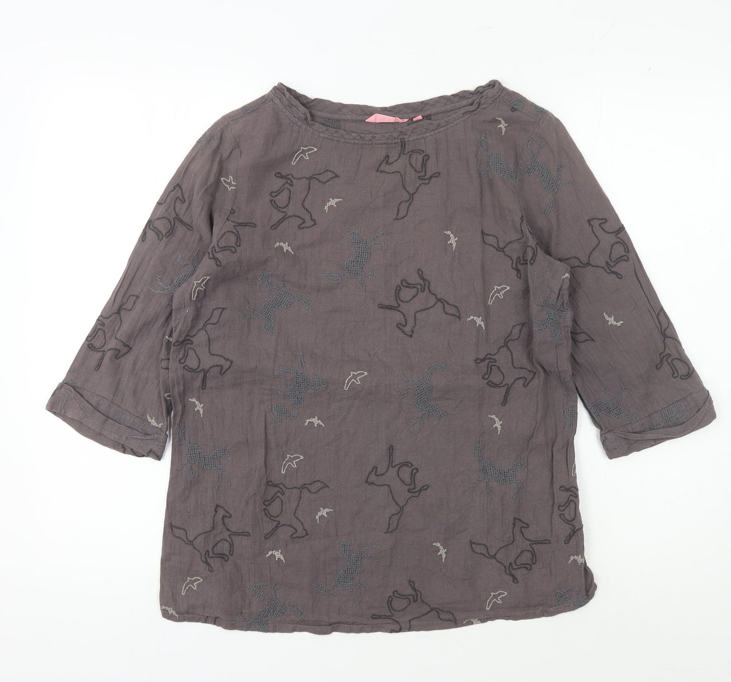White Stuff Grey Animal Print Women’s Blouse Size 12