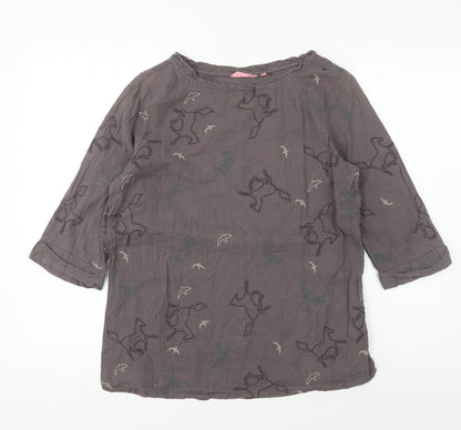 White Stuff Grey Animal Print Women’s Blouse Size 12