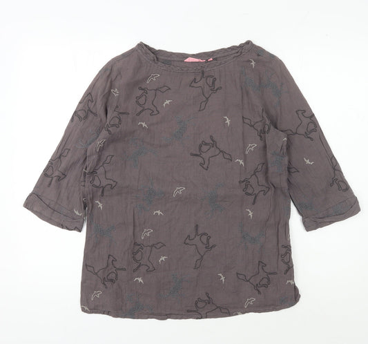 White Stuff Grey Animal Print Women’s Blouse Size 12