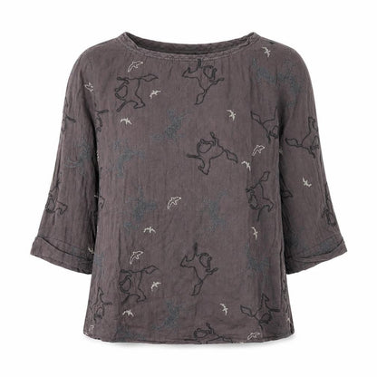 White Stuff Grey Animal Print Women’s Blouse Size 12