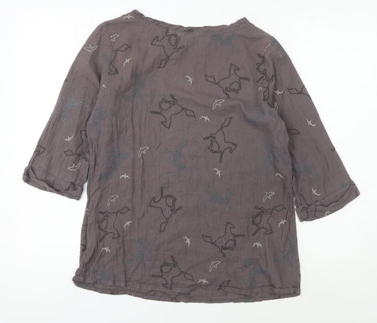 White Stuff Grey Animal Print Women’s Blouse Size 12