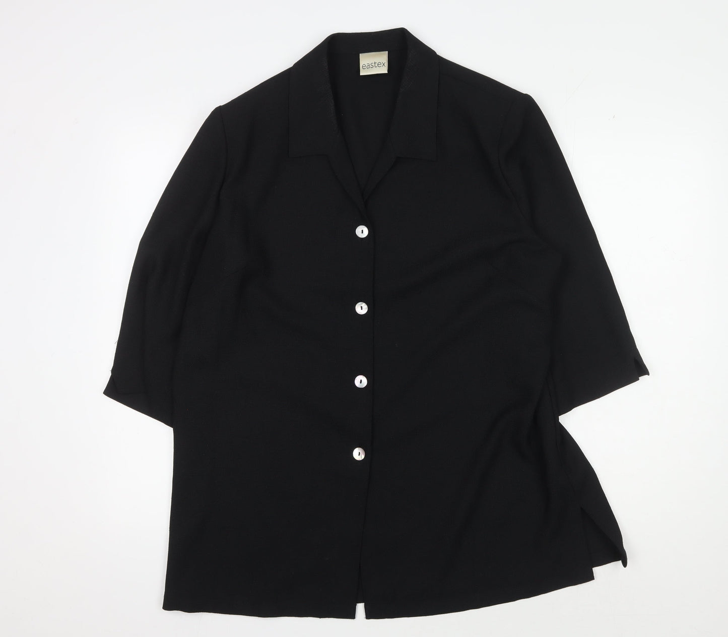 Womens UK Size 16 Eastex Black Basic Button-Up