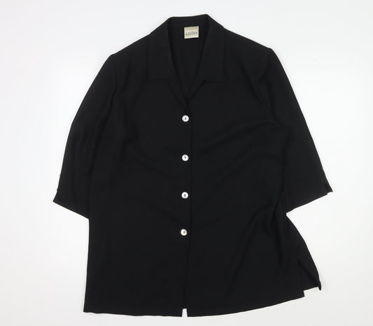 Womens UK Size 16 Eastex Black Basic Button-Up