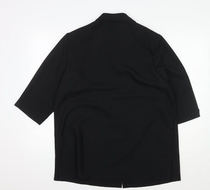 Womens UK Size 16 Eastex Black Basic Button-Up