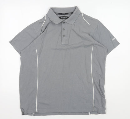 Hippo Men's Grey Polo Shirt M Solid Collared