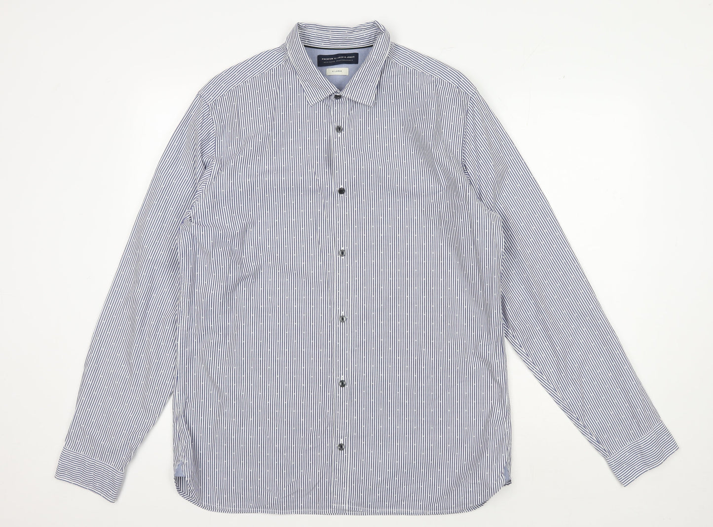 Jack & Jones Men's Blue Striped Long Sleeve Shirt XL
