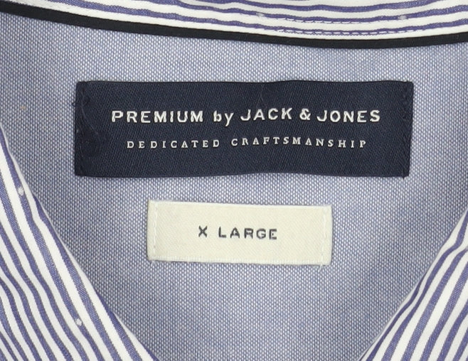 Jack & Jones Men's Blue Striped Long Sleeve Shirt XL