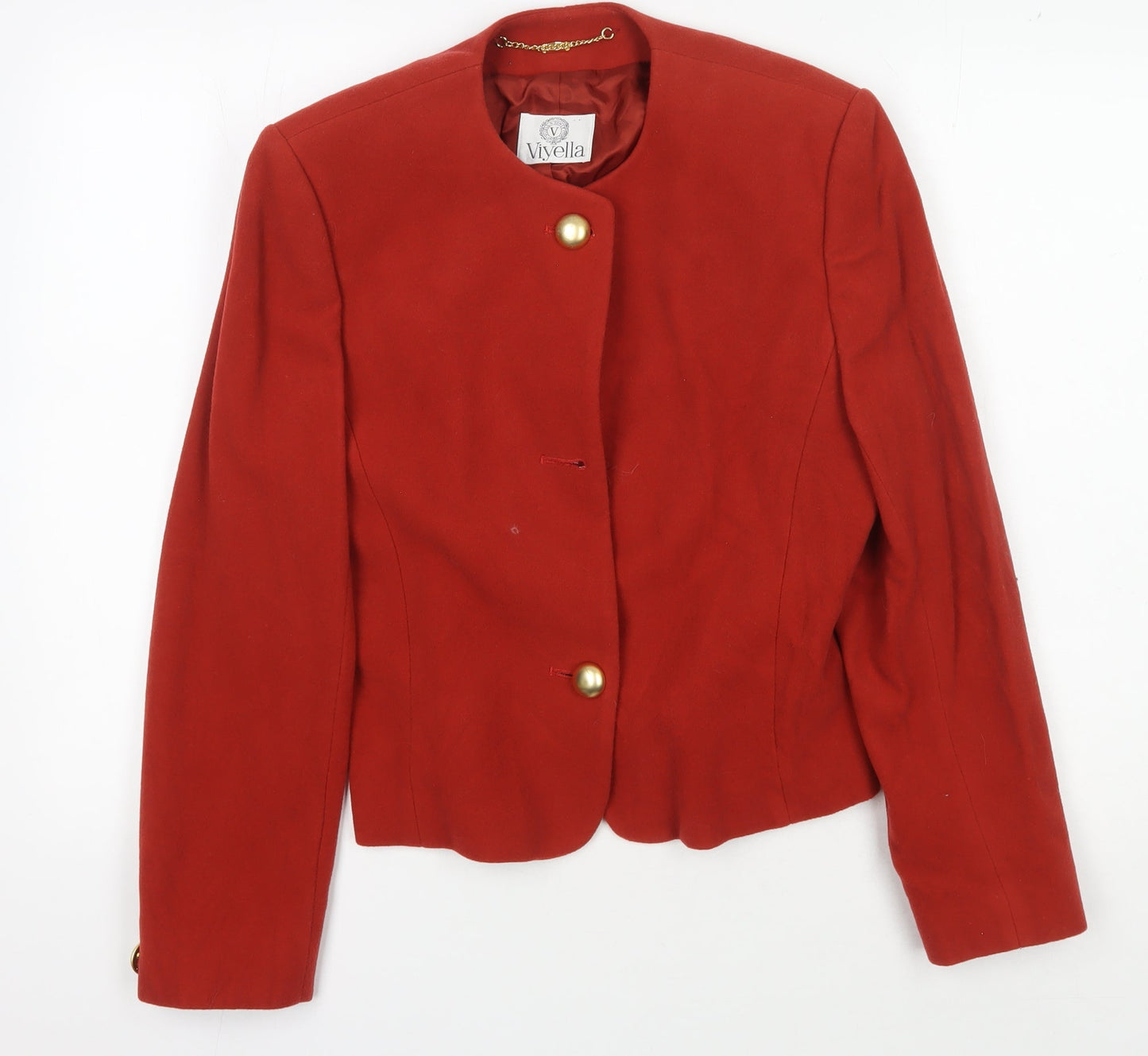 Viyella Women's Red Blazer UK 10 Wool Single-Breasted