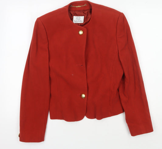 Viyella Women's Red Blazer UK 10 Wool Single-Breasted
