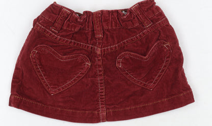 Mini Boden Girls Red Corduroy Mini Skirt, 18-24 Months