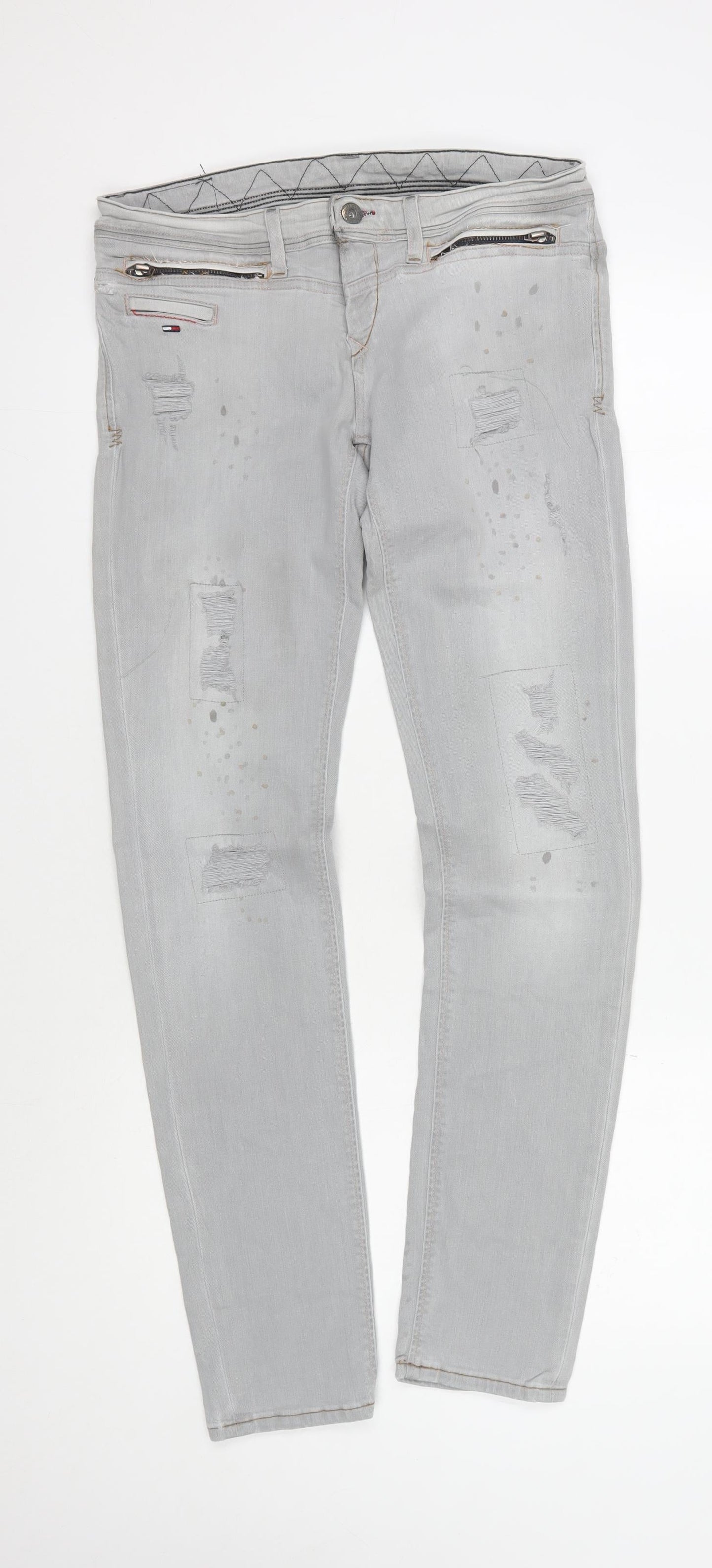 Womens UK Size 8 Tommy Hilfiger Slim Fit Straight Grey Jeans