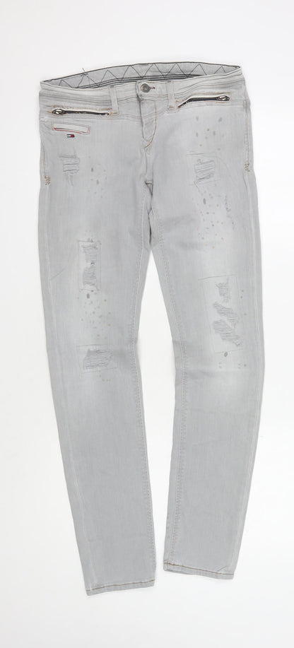 Womens UK Size 8 Tommy Hilfiger Slim Fit Straight Grey Jeans