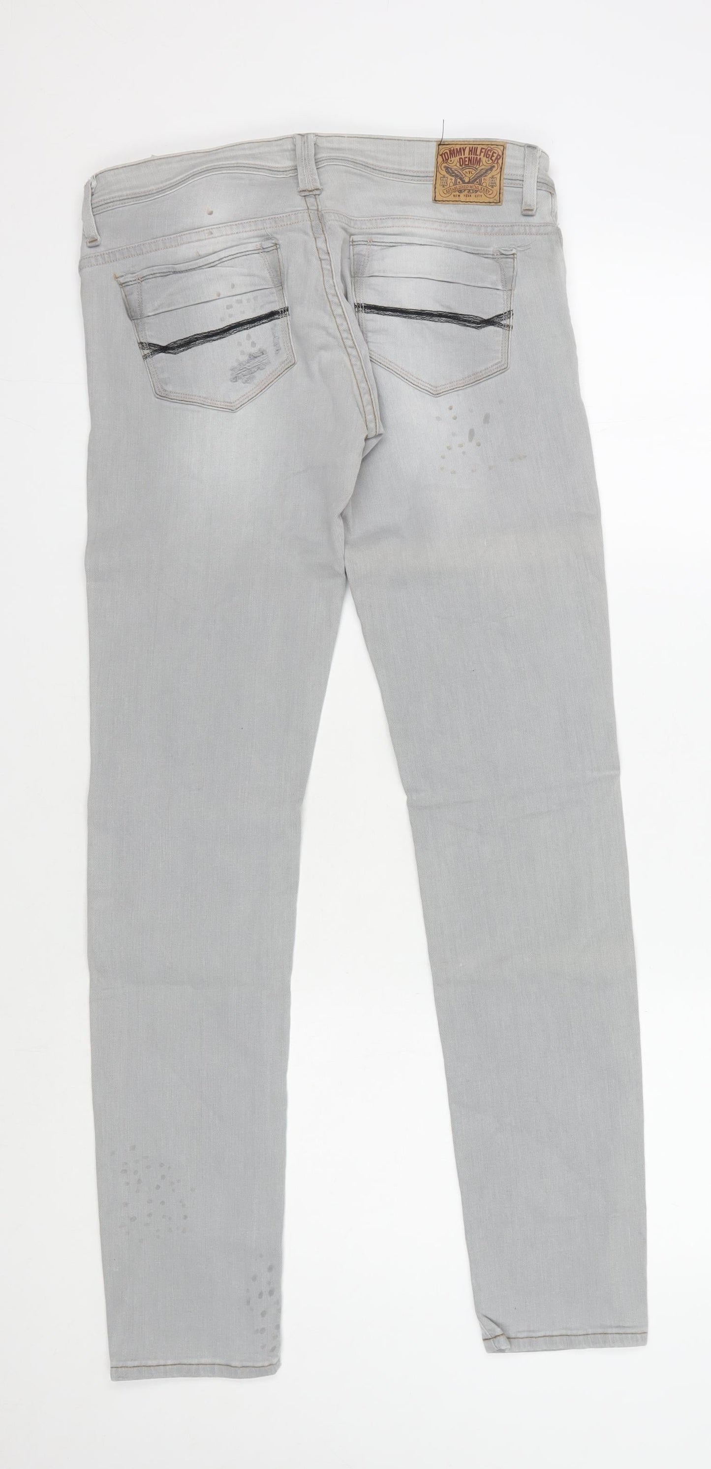 Womens UK Size 8 Tommy Hilfiger Slim Fit Straight Grey Jeans