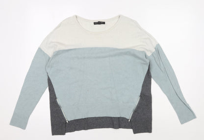 Banana Republic Women's Grey/Ivory/Blue Pullover Jumper S Petite