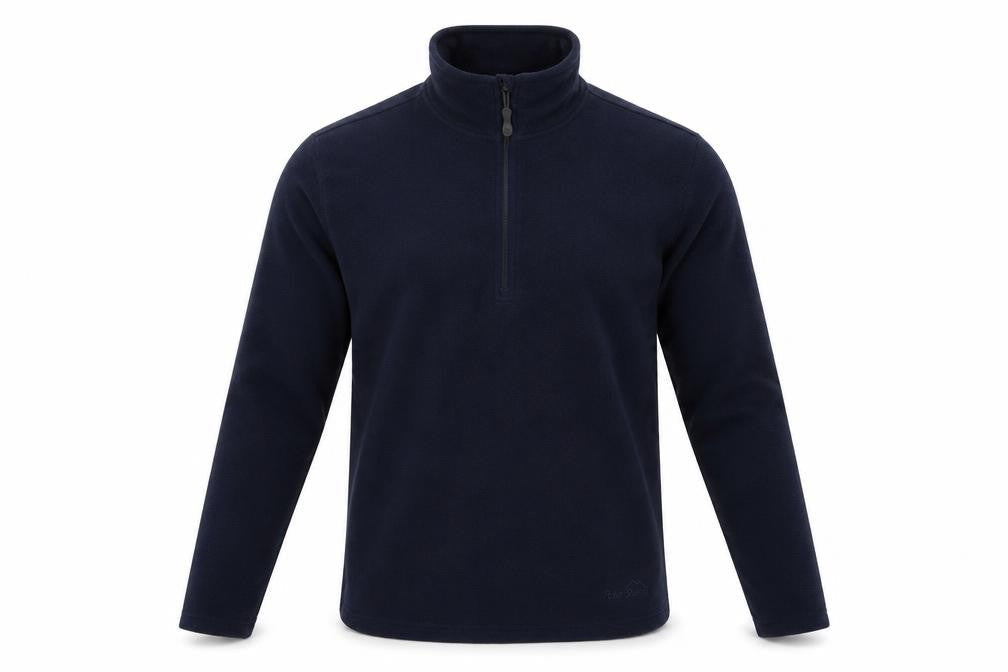 Front view of Peter Storm unisex blue fleece high neck 1/2 zip 12