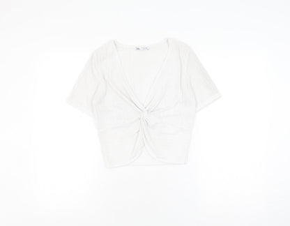 Womens UK Size M Zara White Wrap Blouse
