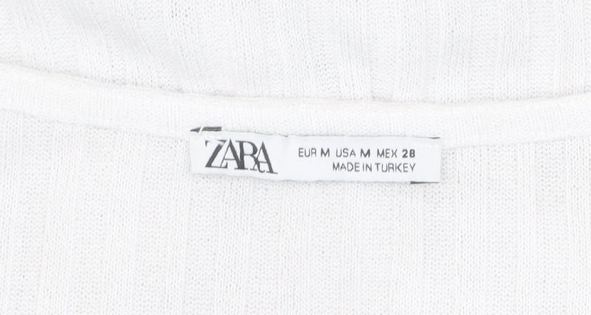 Womens UK Size M Zara White Wrap Blouse