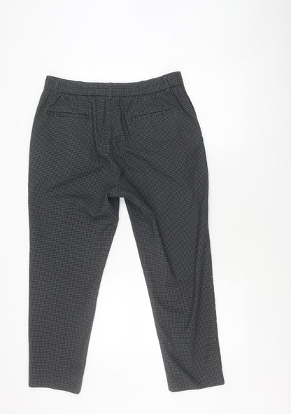 New Look Men's Black Check Trousers, Size L