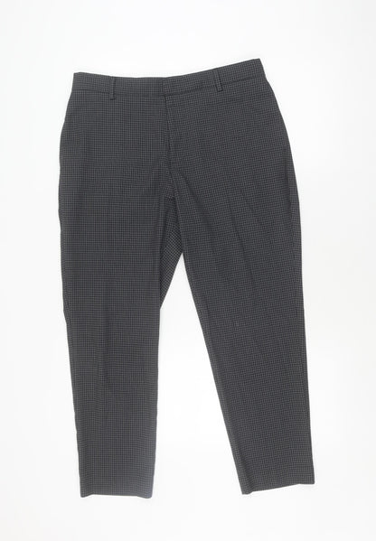 New Look Men's Black Check Trousers, Size L