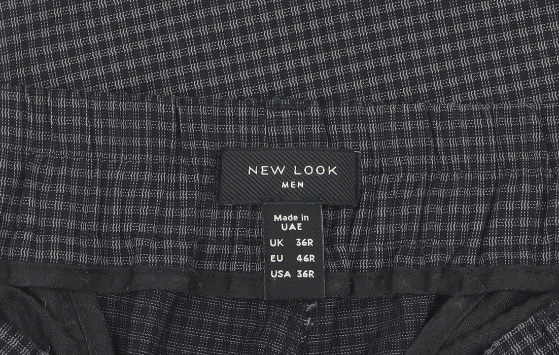 New Look Men's Black Check Trousers, Size L