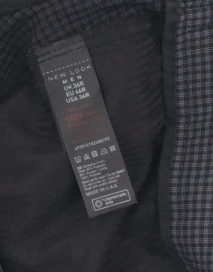 New Look Men's Black Check Trousers, Size L
