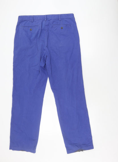 Lands' End Men's Blue Chino Trousers, Size 34, Classic Fit