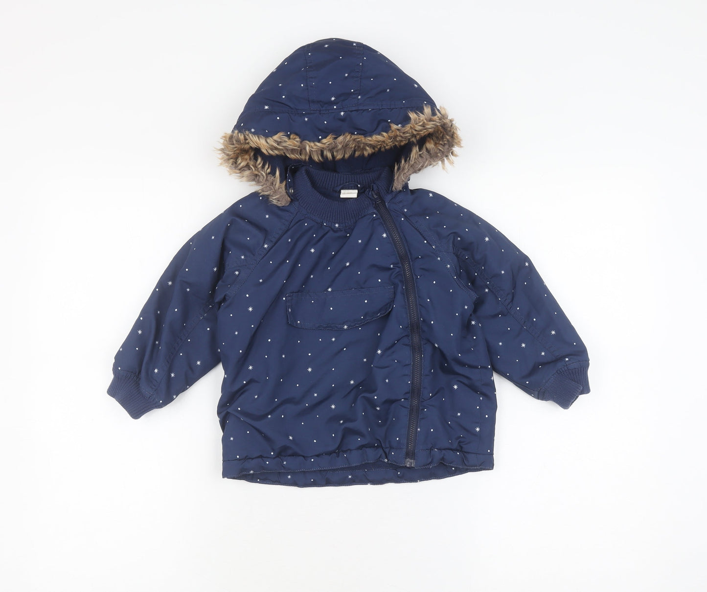 H&M Girls Blue Puffer Jacket Coat 2 Years