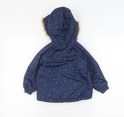 H&M Girls Blue Puffer Jacket Coat 2 Years