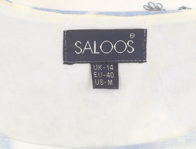 Womens UK Size 14 Saloos White Tunic Blouse