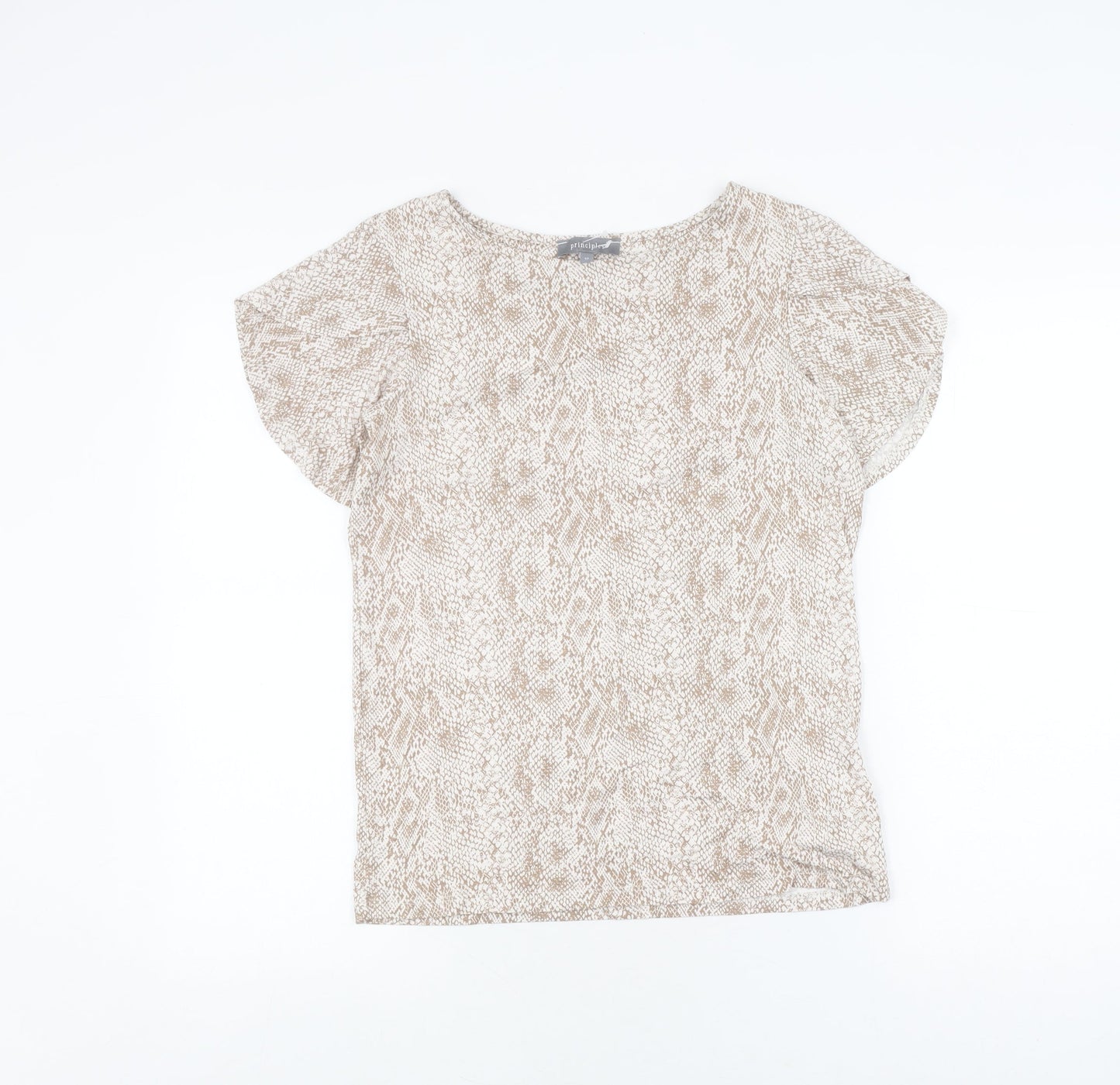Womens UK Size 10 Principles Beige Basic T-Shirt