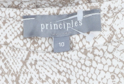 Womens UK Size 10 Principles Beige Basic T-Shirt
