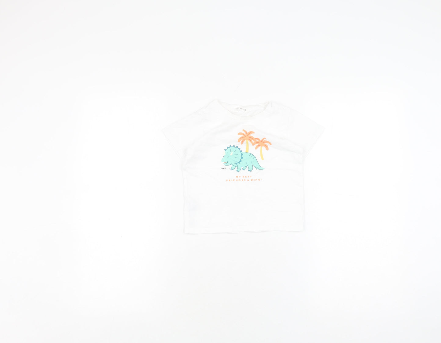 MNG Unisex Baby White Dinosaur T-Shirt - Size 18-24 Months
