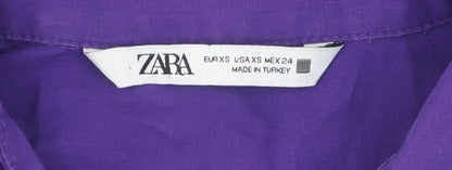 Womens UK Size XS Zara Purple  Button-Up