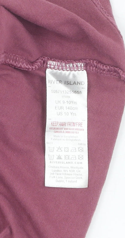 River Island Girls Pink Slim Fit T-Shirt, 9-10 Years