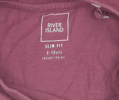 River Island Girls Pink Slim Fit T-Shirt, 9-10 Years