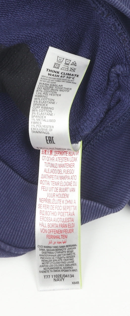 Marks and Spencer Girls Blue Henley Dinosaur Jumper 4-5 Years