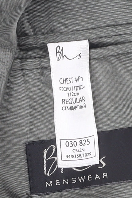 Mens UK Size 44 BHS Regular Green Suit Jacket