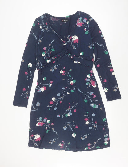 Amari Women's Blue Floral Wrap Dress, Long Sleeve, Regular Fit