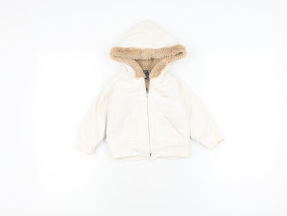 Gap Toddler Unisex White Jacket 12-18 Months, Hooded & Lined